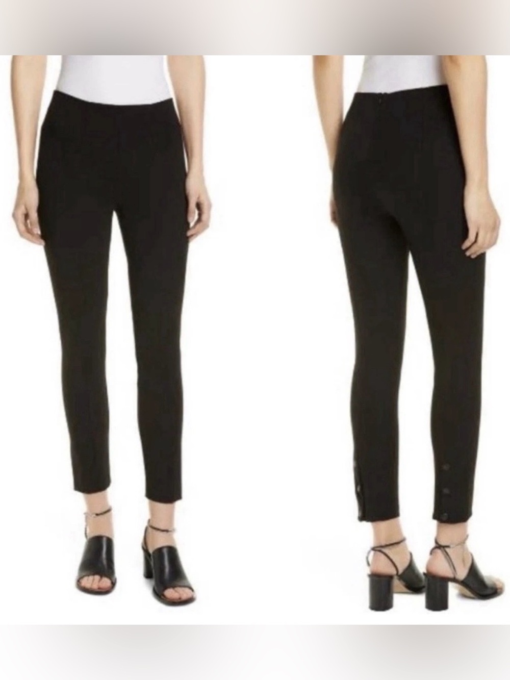 Rag & Bone Simone Snap Back Pants Black Ponte Stretch Hidden Back Zip